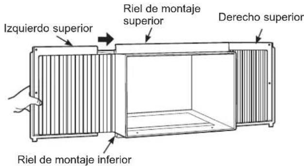 Izquierdo superior Riel de montaje superior Derecho superior Riel de montaje inferior