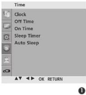Time Clock Off Time On Time Sleep Timer Auto Sleep OK RETURN