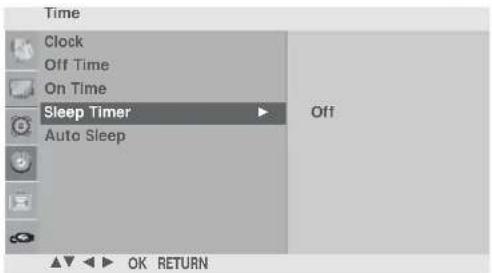 Time Clock Off Time On Time Sleep Timer Auto Sleep Off OK RETURN