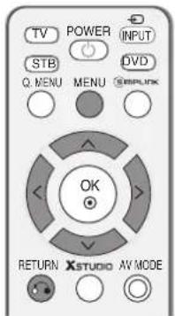 TV POWER INPUT STB O. MENU MENU DVD EXPCLK OK RETURN XSTUDIO AV MODE