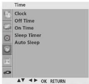 Time Clock Off Time On Time Sleep Timer Auto Sleep OK RETURN