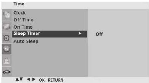 Time Clock Off Time On Time Sleep Timer Auto Sleep Off OK RETURN