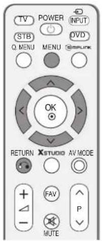 TV POWER INPUT STB Q MENU MENU @mpunk OK RETURN XSTUDIO AV MODE FAV P MUTE