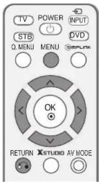 TV POWER INPUT STB Q. MENU MENU DVD GIRIPLINK OK RETURN XSTUDIO AV MODE