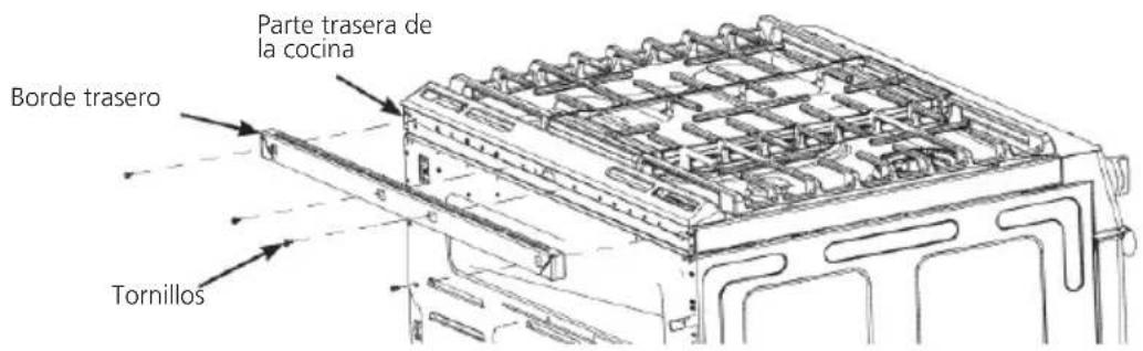 Borde trasero Parte trasera de la cocina Tornillos