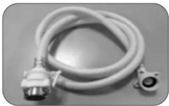 Coiled white cable with two connectors, no visible text or symbols
