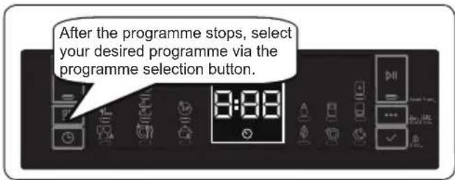 After the programme stops, select your desired programme via the programme selection button.
