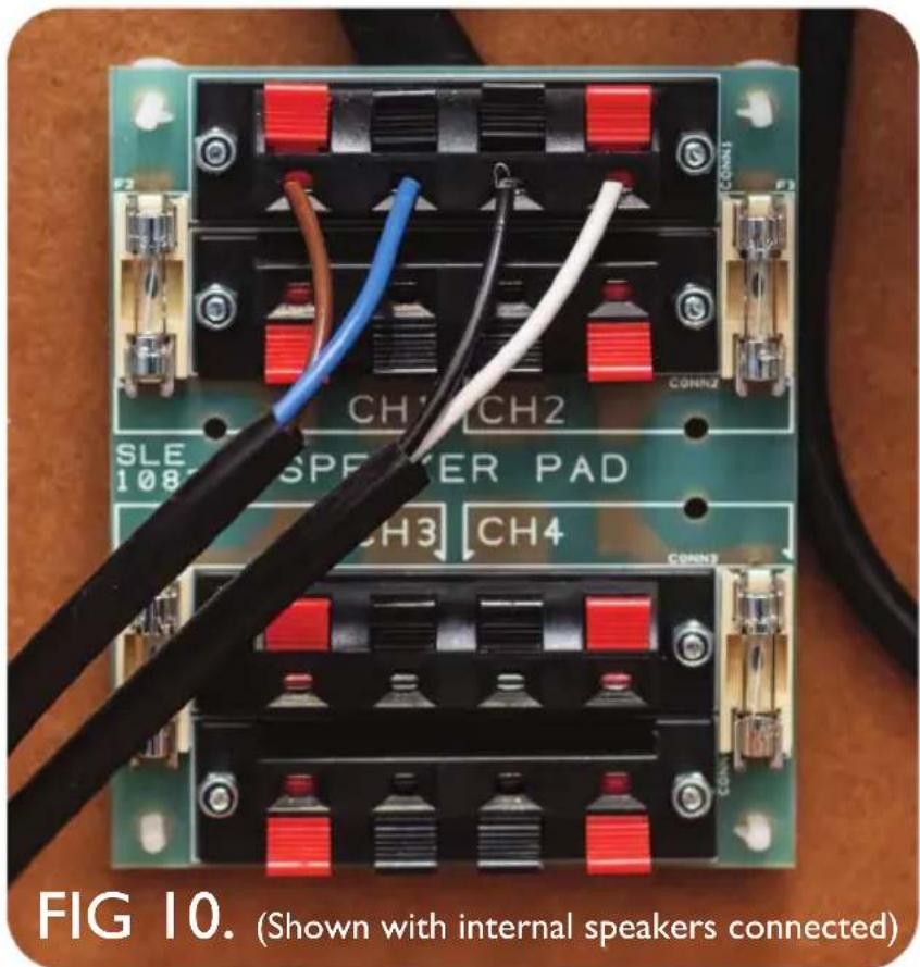 CH1 CH2 SLE 108 SPEPPER PAD CH3 CH4 CONN2 CONN3 FIG 10. (Shown with internal speakers connected)