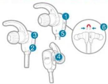 Diagram of a medical device with numbered parts and an inset showing anatomical structure with labeled parts 1 through 6.