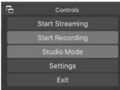 Controls Start Streaming Start Recording Studio Mode Settings Exit