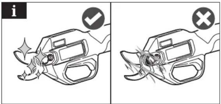 Diagram illustrating two scenarios of a device with checkmark and cross symbols indicating inspection or status.