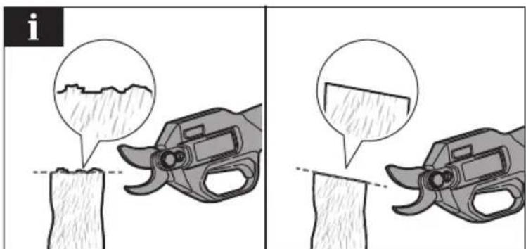 Two-panel comic showing a hand operating a tool to cut wood, with one panel highlighting the wear and the other showing a fragment.