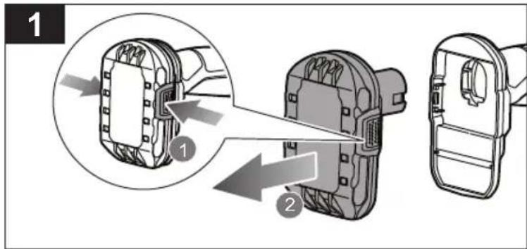 Technical diagram showing mechanical assembly steps with numbered annotations indicating component placement