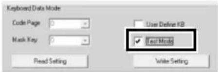 Keyboard Data Mode Code Page 0 Mask Key 0 Read Setting User Define KB Test Mode Wide Setting
