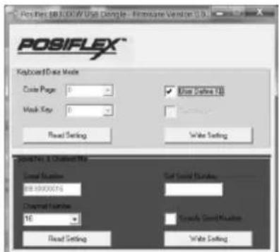 POSIFLEX® Keyboard Data Mode Color Page: 0 User Default TX Mask Key: 0 Read Setting Write Setting Score/Tag & Channel Mode Speed Numbers 88.5900076 Channel Numbers: 16 Read Setting Out Speed Numbers Conduct Speed Numbers Write Setting