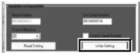 Serial No. & Channel No. Serial Number R83000010 Channel Number R83000016 Read Setting Write Setting