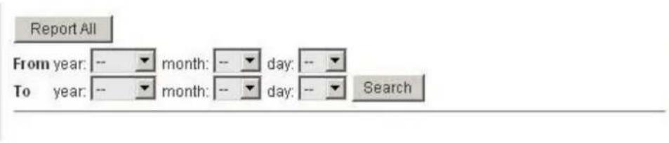 Report All From year: -- month: -- day: -- To year: -- month: -- day: -- Search