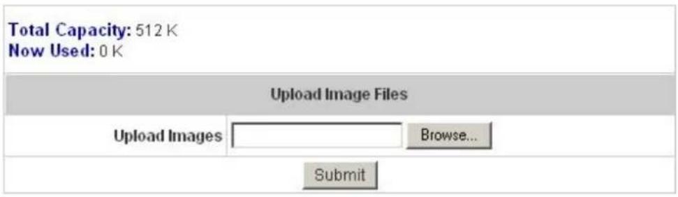 Total Capacity: 512 K Now Used: 0 K Upload Image Files Upload Images Browse... Submit