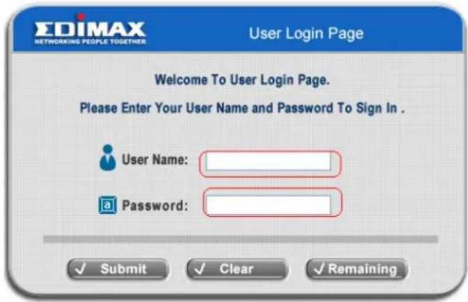 EDIMAX NETWORKING PEOPLE TOGETHER User Login Page Welcome To User Login Page. Please Enter Your User Name and Password To Sign In . User Name: Password: