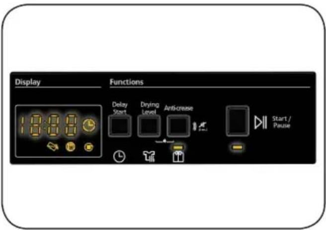 Display Functions Delay Start Drying Level Anti-crease Start / Pause