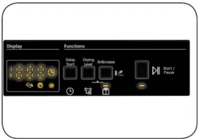 Display 18:00 Functions Delay Start Drying Level Anti-crease Start / Pause