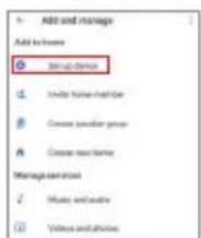 Add and manage Add to home Start-up device Modify Home keyboard Create partition group Create new home Manage user rights Make and create Volves and other