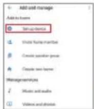 Add and manage Add to home Setup-device Static home member Create session group Create new home Manage user types Static audio Video and video