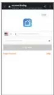 Screenshot of a mobile app interface with a home control icon and a login button