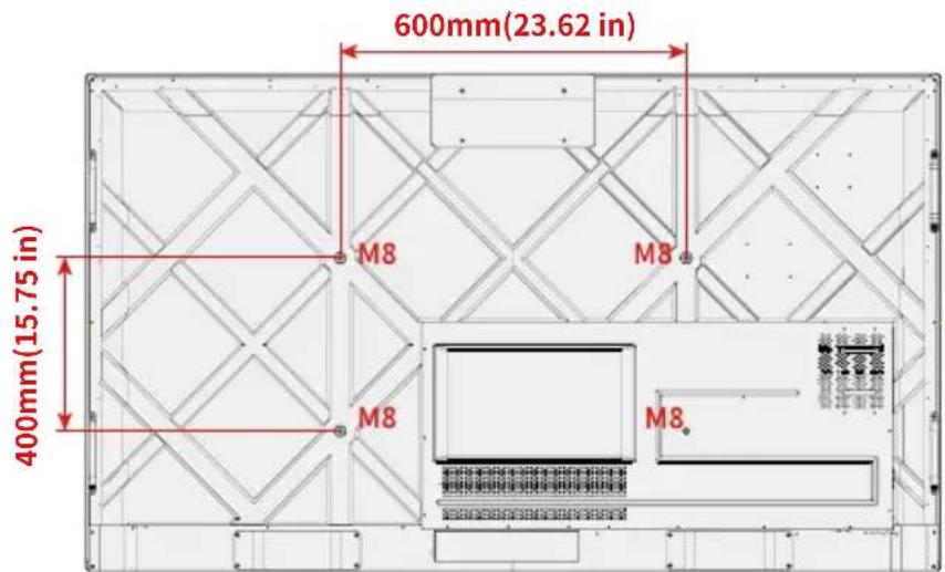 600mm(23.62 in) 400mm(15.75 in) M8 M8 M8 M8