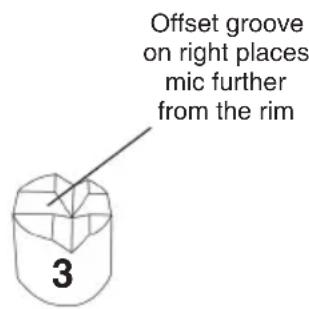 Offset groove on right places mic further from the rim 3