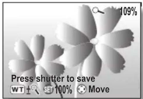 109% Press shutter to save WT ± SE 100% Move