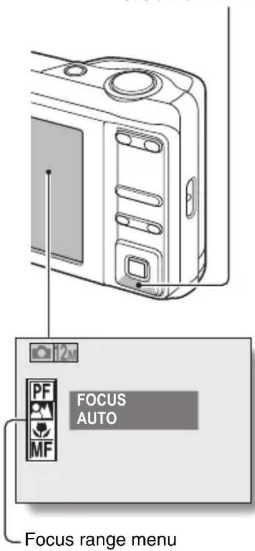 12M PF MF FOCUS AUTO Focus range menu