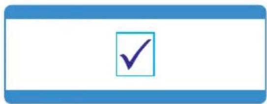 Blue rectangular frame with a single checkmark inside a square box