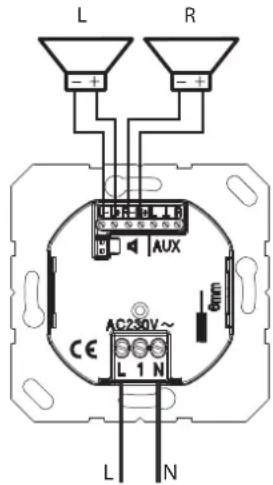 L R - + - + - AUX 6mm AC230V~ CE L 1 N L N
