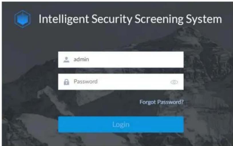 Intelligent Security Screening System admin Password Forgot Password? Login