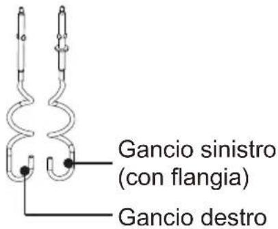 Gancio sinistro (con flangia) Gancio destro