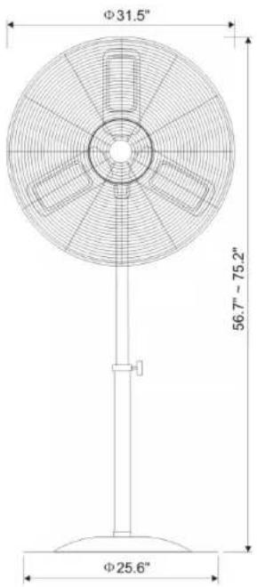 Φ31.5" 56.7" ~ 75.2" Φ25.6"