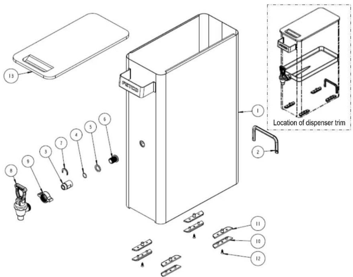 13 1 Location of dispenser trim 2 6 5 4 7 3 9 8 11 10 12