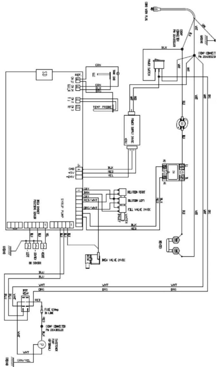 Electrical schematic diagram of a power supply or control circuit with labeled components and wiring connections