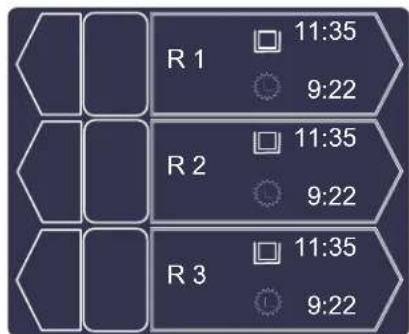 R 1 11:35 9:22 R 2 11:35 9:22 R 3 11:35 9:22