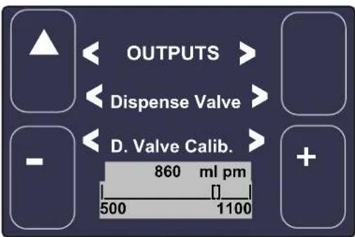 OUTPUTS Dispense Valve D. Valve Calib. 860 ml pm [ ] 500 1100