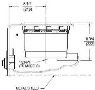 8 1/2 (216) 8 3/4 (222) 1/2 NPT (TD MODELS) METAL SHIELD