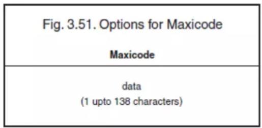 Fig. 3.51. Options for Maxicode Maxicode data (1 upto 138 characters)