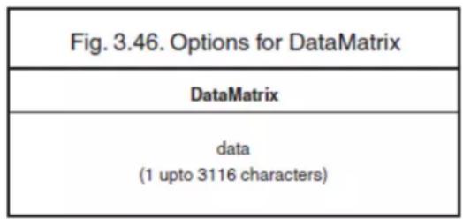 Fig. 3.46. Options for DataMatrix DataMatrix data (1 upto 3116 characters)