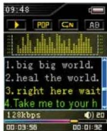 09:48 POP CN AB 1. big big world. 2. heal the world. 3. right here wait 4. Take me to your h 128kbps 0:20 00:03:56 00:01:32