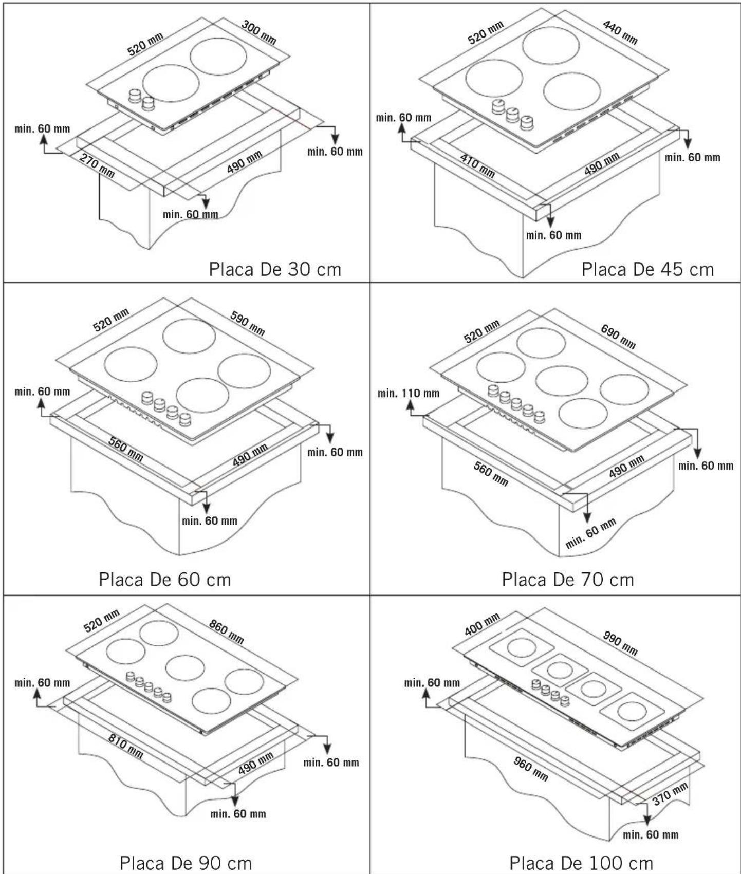 Meireles MVG 4952 N - Dimensões De Corte Da Bancada - 1