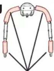 Diagram of a robotic arm with articulated joints and connecting rods (no text or labels)