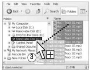 File Edit View Favorites Tools Help Back Search Folders Folders Name My Computer Local Disk (C:) Removable Disk (D:) EMOG/CD Raw Drive (R:) Removable Disk (M:) Control Panel Shared Occune My Network Spaces Recycle Bin New Folder 3 objects selected 21.5 MB
