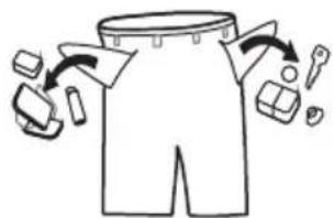 Diagram illustrating a garment pattern with labeled parts and directional arrows indicating movement or folding.