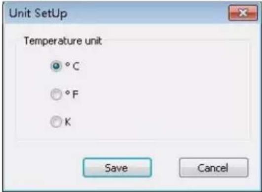 Unit SetUp Temperature unit ° C ° F ° K Save Cancel